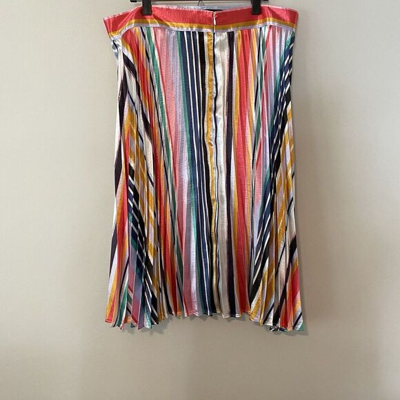 Rainbow Stripe Micropleat Midi Length Skirt, Women's XL Zipper Closure Colorful - Picture 3 of 8